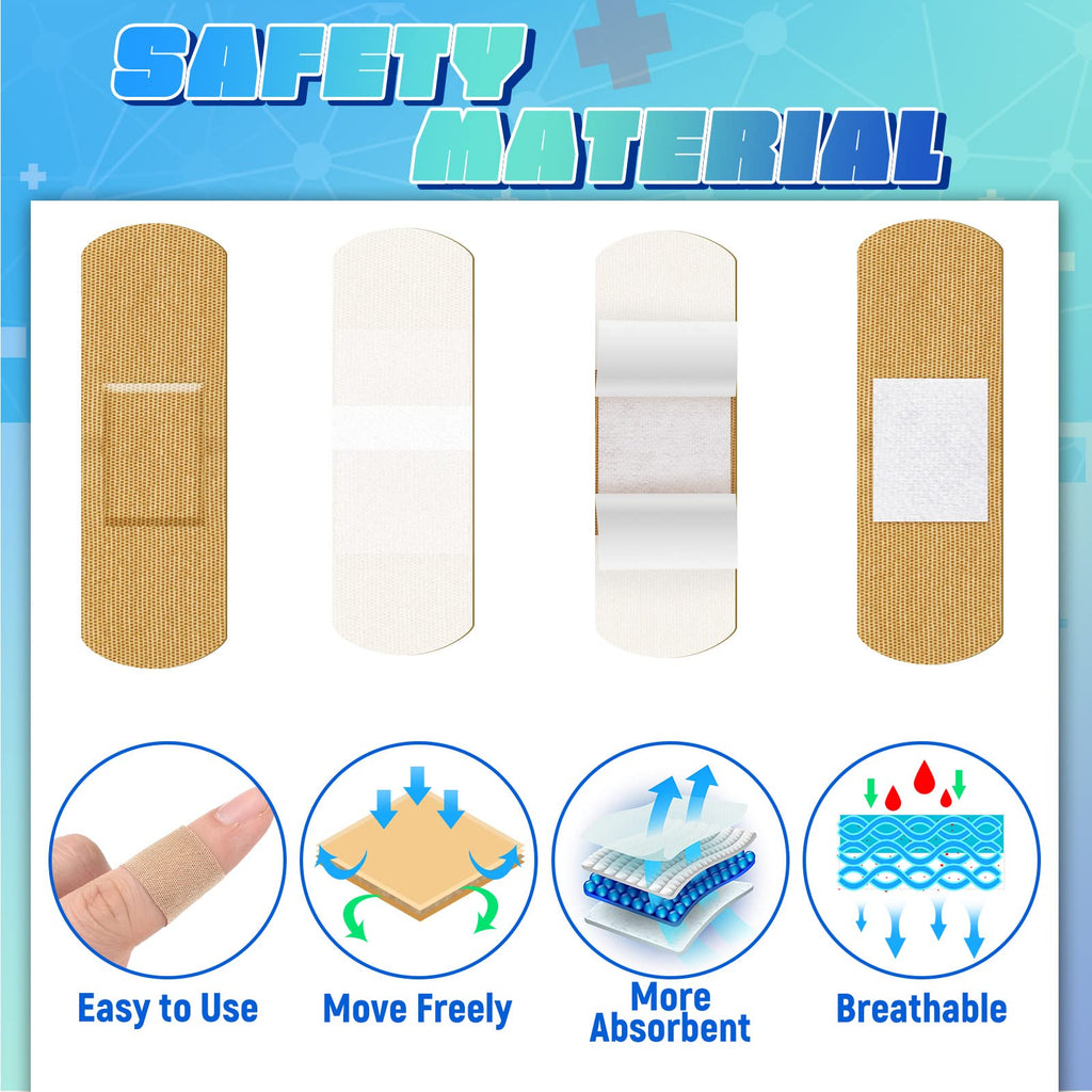 Supervitae 500 Pcs Adhesive Bandages Assorted Sizes Flexible Breathable Bandages Patch for Family First Aid Skin Wrap Finger Wou