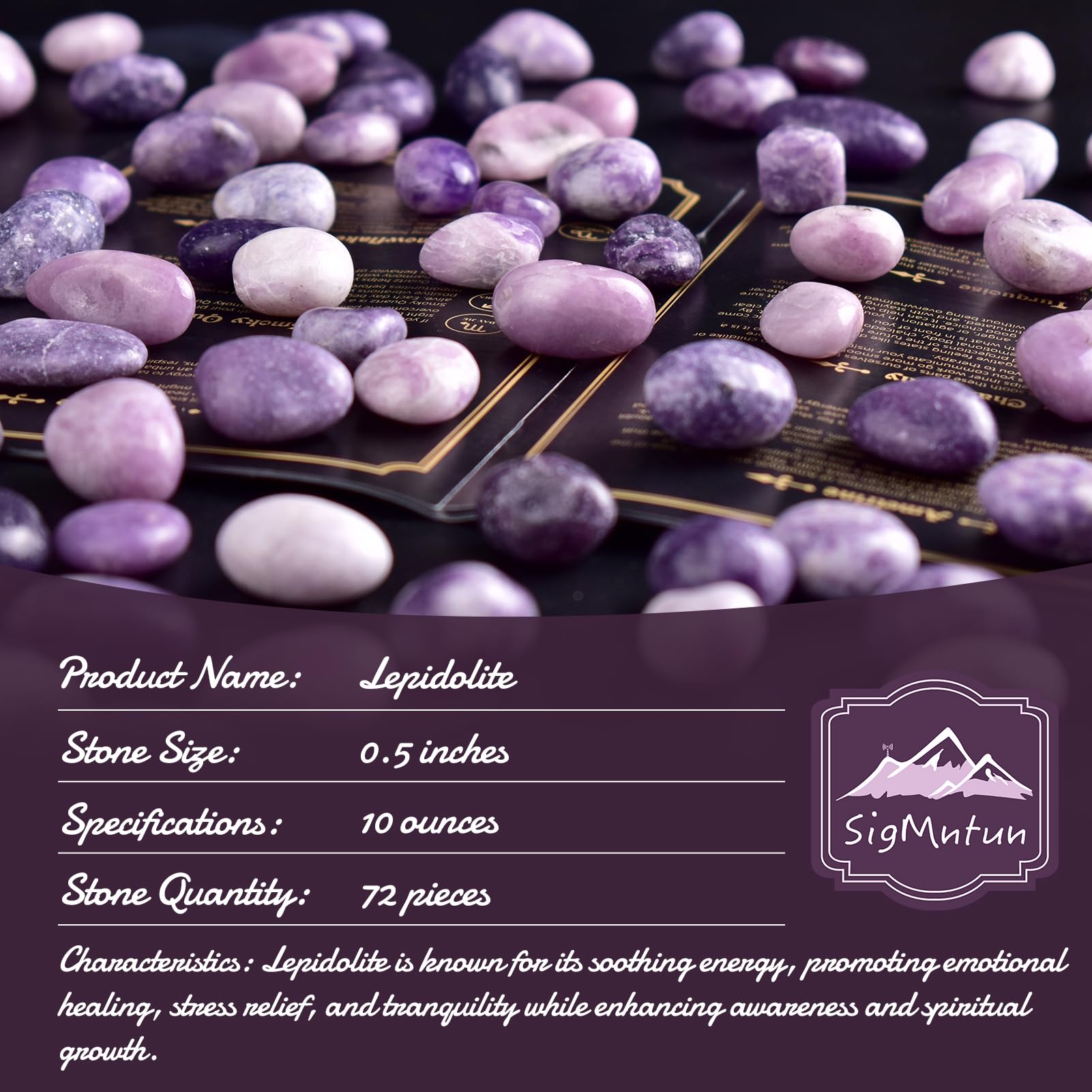 SigMntun Polished Lepidolite Crystals - 72 Pcs, 0.5 10 oz Handpicked Natural Tumbled Gemstones Rocks, Pebbles for Reiki, Chakra,