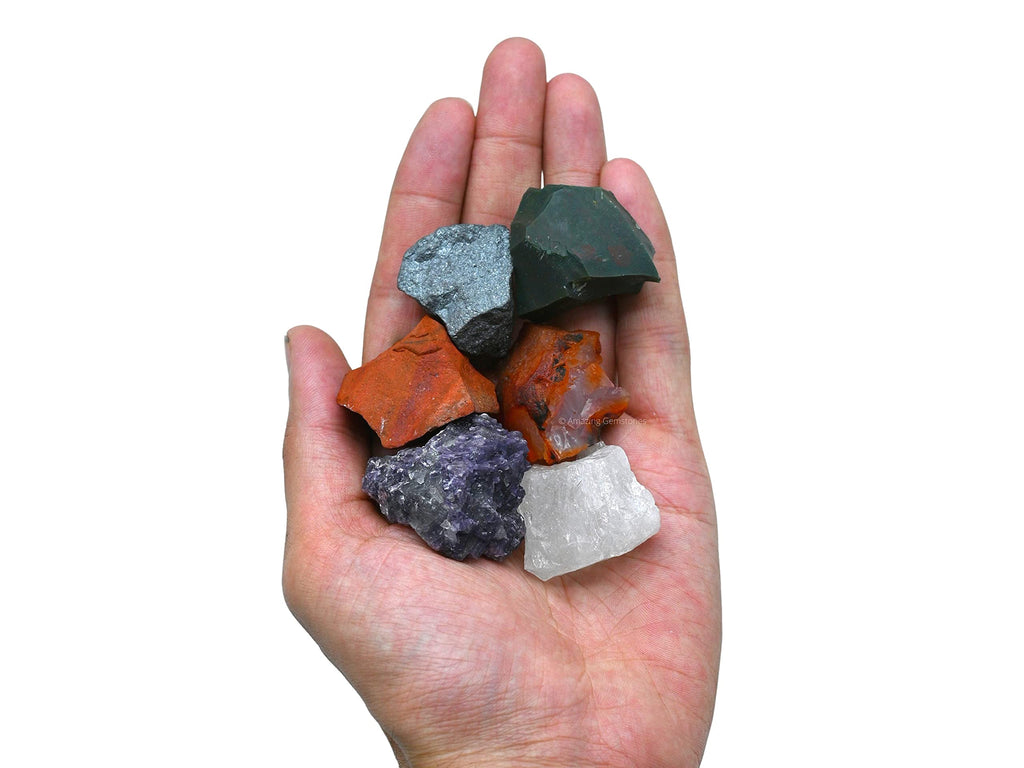 Crystals for Menopause, Set of 6 Blood Stone, Lepidolite, Carnelian, Hematite, Red Jasper and Clear Quartz Healing Crystals and