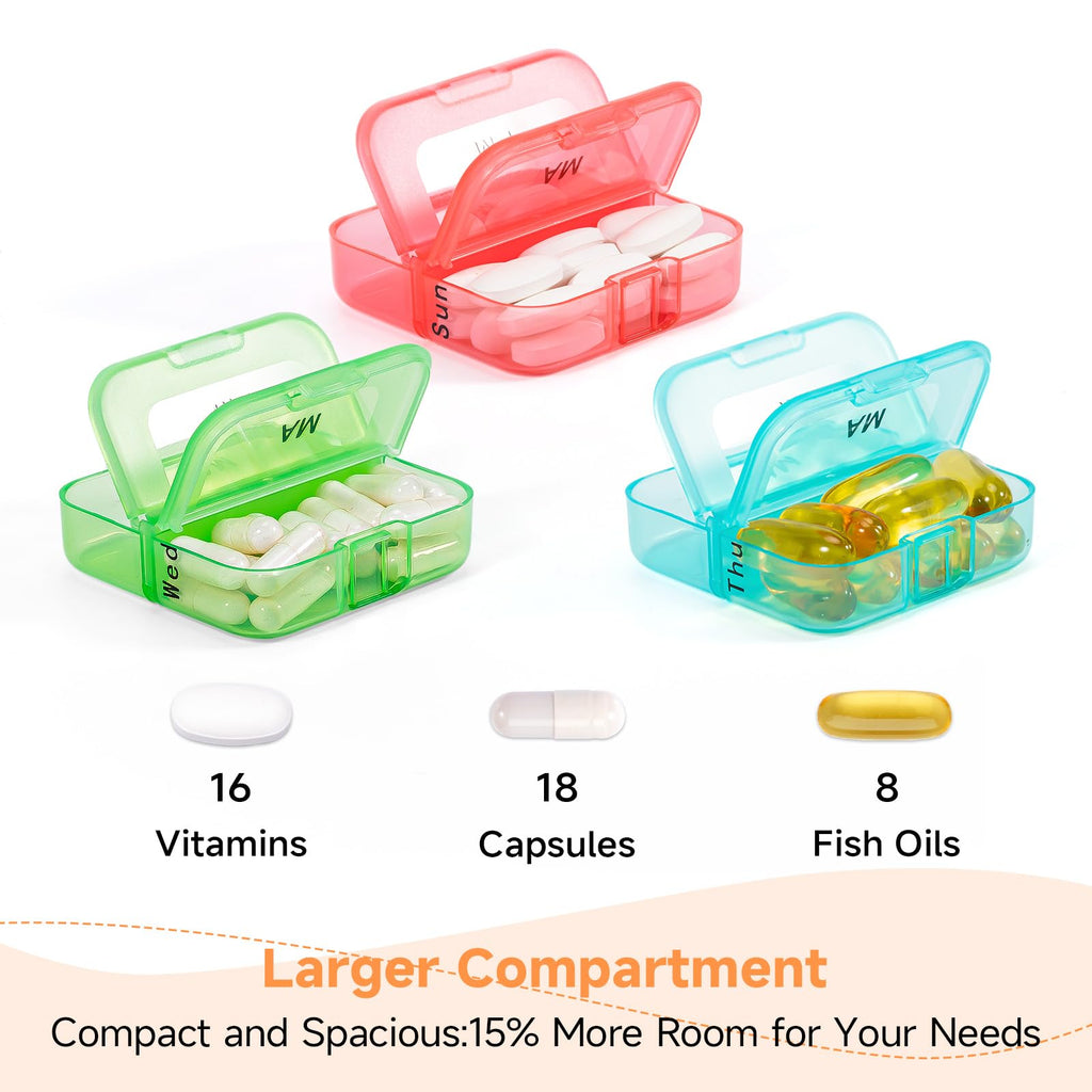Zoksi Pill Organizer 2 Times a Day, Weekly 7 Day Pill Box, Daily Am Pm Pill Organizer, Travel Pill Case for Medicine, Fish Oils,