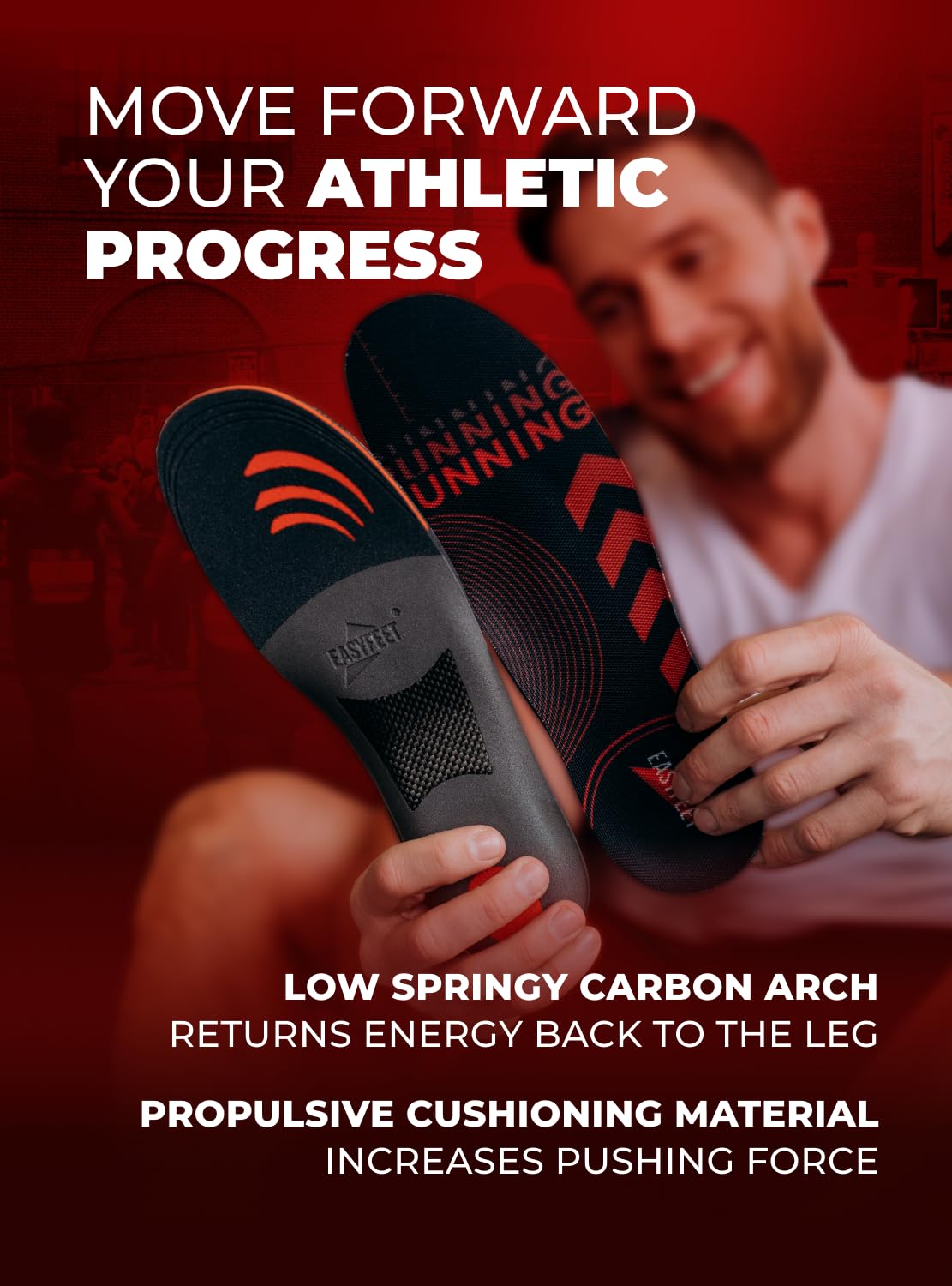 Running Athletic Shoe Insoles Men Women - Sport Insole - Shock Absorption Inserts - Walking Hiking Hockey Tennis Basketball - Or