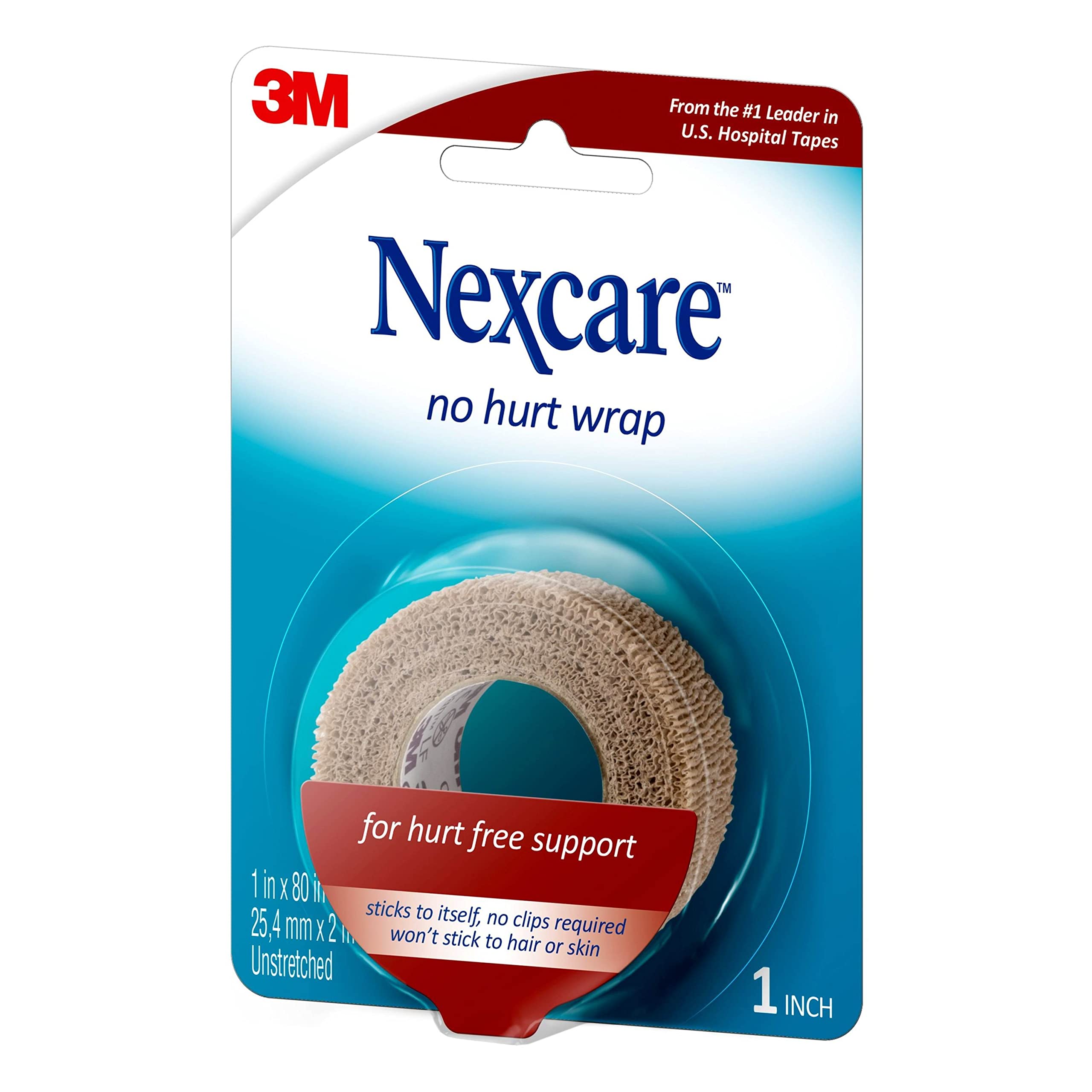 Nexcare No Hurt Wrap, 1 in x 80 in, Unstretched