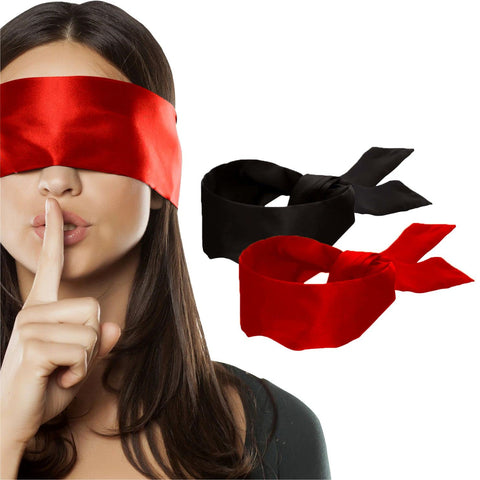 2 pcs Silk Satin Blindfold Eye Mask Sleep Mask Soft Satin Eye Cover Silk Sleeping mask Valentine Gift 155cm / 62    (Black+Burgu