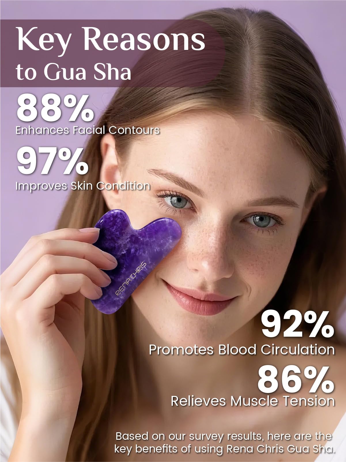 Rena Chris Gua Sha Facial Tools: Natural Amethyst Guasha Tool for Face Acupuncture Therapy, Facial Massager for Jawline Sculptin