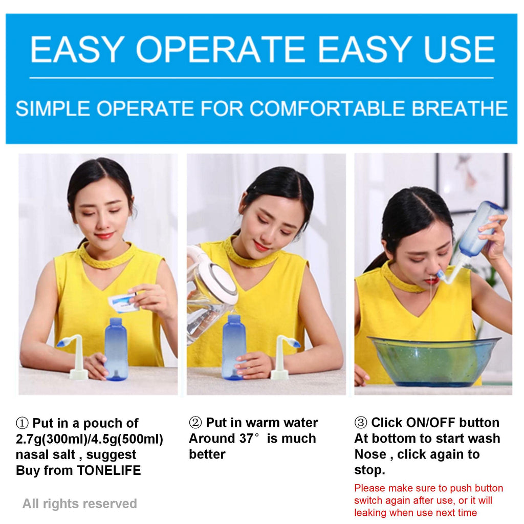 40 Nasal Salt + Neti Pot 300ml + Moisturizing Nasal Sprayer [Daily Nose Care] + Waterproof Travel Bag - Nasal Wash Saline Packet