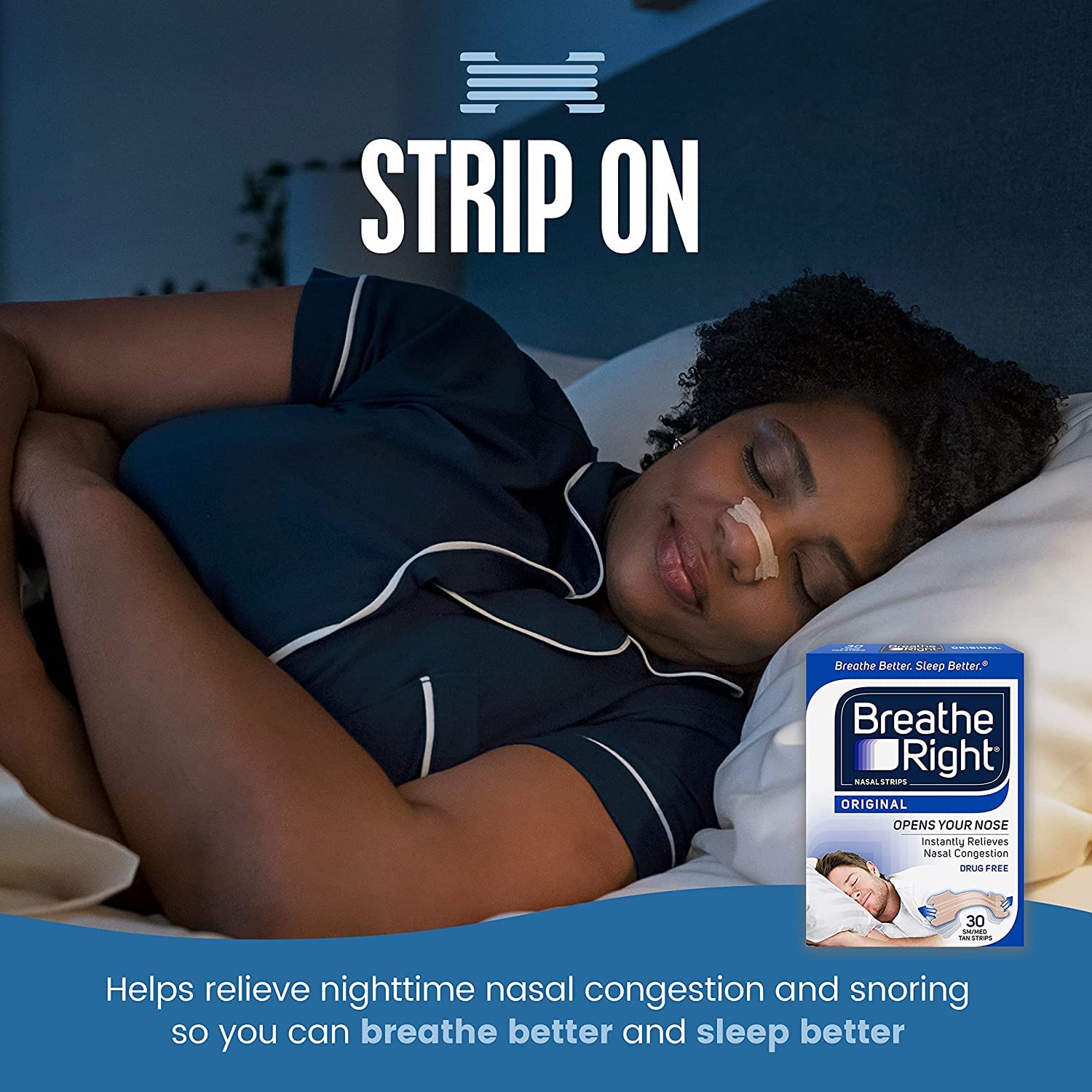 Breathe Right Nasal Strips Original Tan Small/Medium, 30 Count