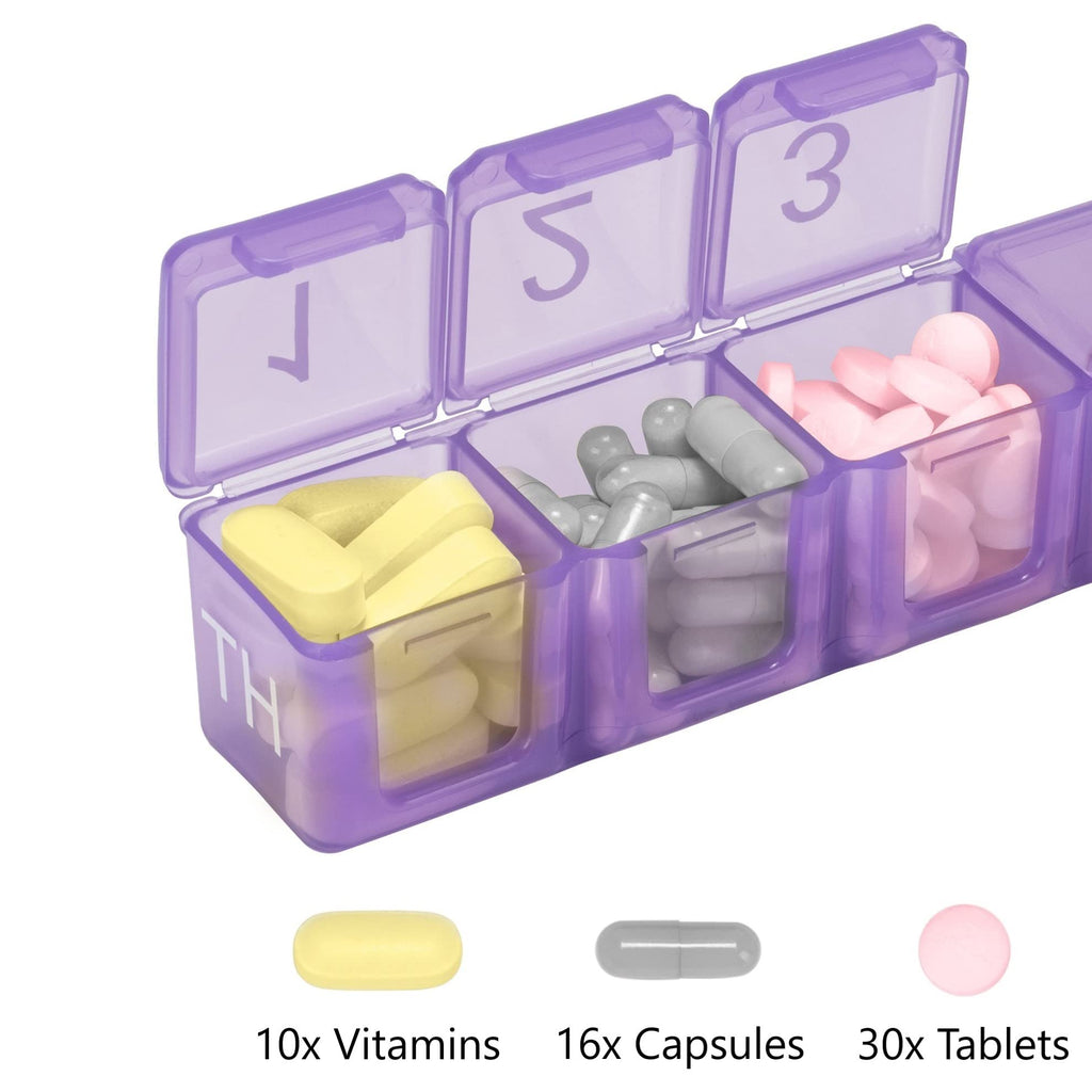 e-Pill 5 Times a Day x 7 Day Large Weekly Pill Organizer, Vitamin and Medicine Pill Box - with Discreet Case, Rainbow Color