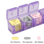e-Pill 5 Times a Day x 7 Day Large Weekly Pill Organizer, Vitamin and Medicine Pill Box - with Discreet Case, Rainbow Color