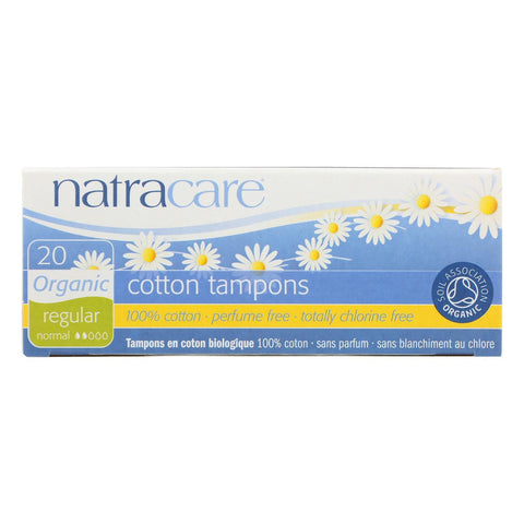 NATRACARE Organic All Cotton - Regular - Non-Applicator Tampons, 20 Count