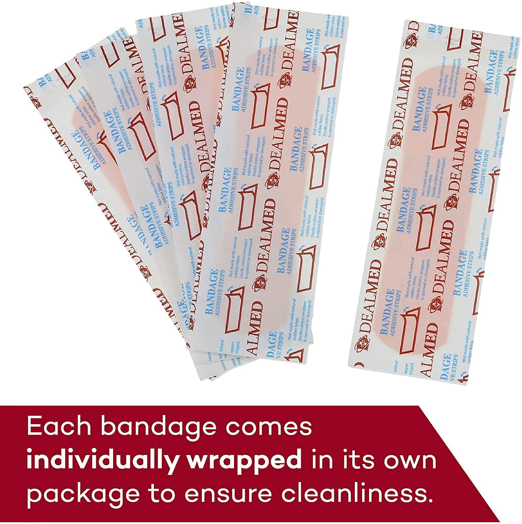 Dealmed Fabric Flexible Adhesive Bandages - 100 Count (3 Pack) Bandages with Non-Stick Pad, Latex Free, Wound Care for First Aid