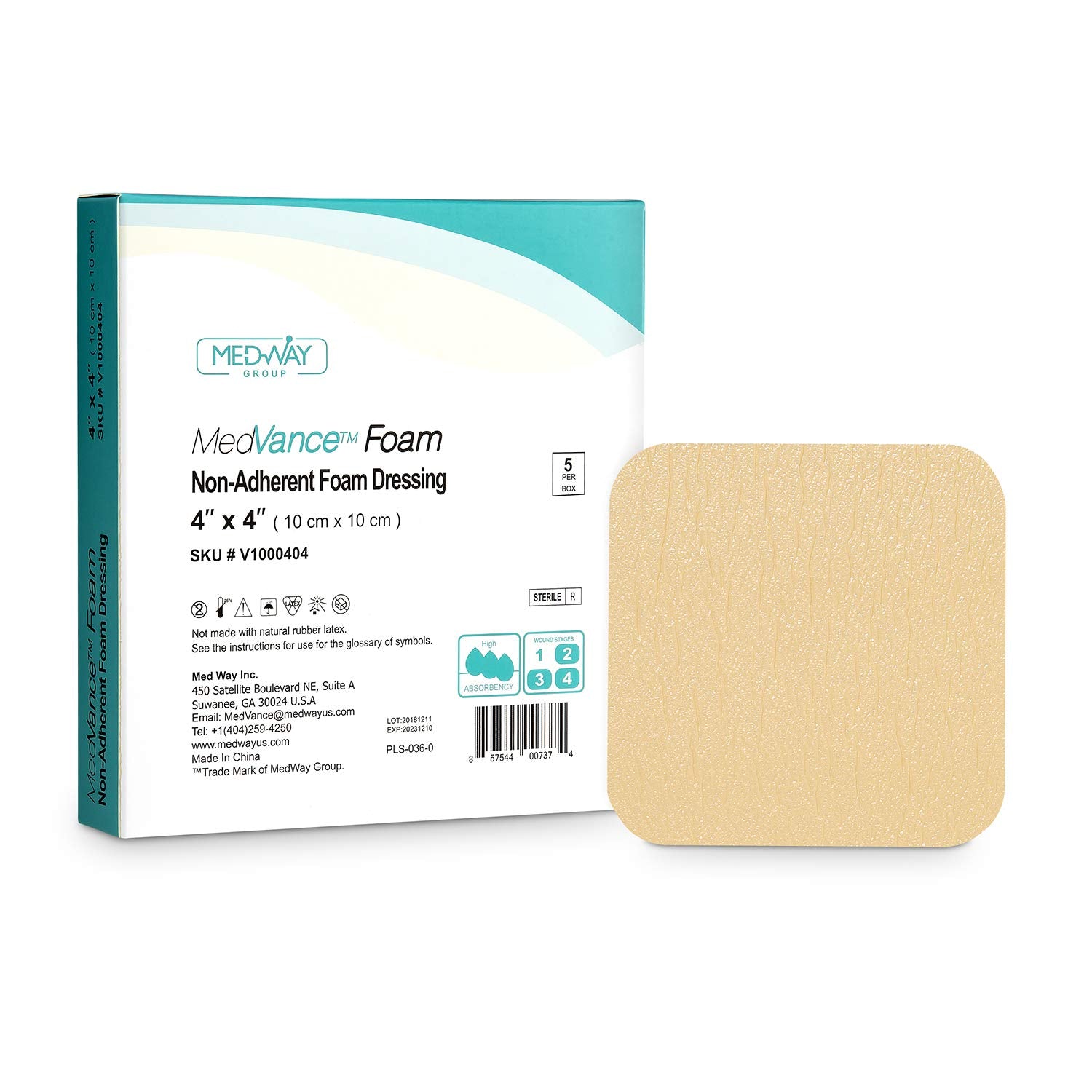 MedVance TM Foam - Waterproof Non-Adhesive Hydrophilic Foam Dressing 4X4 Box of 5 dressings