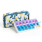 Weekly Pill Organizer 2 Times a Day,7 Day am pm Pill Organizer, Large Daily Pill Cases Pill Box Vitamin Organizer Box,Yellow Flo