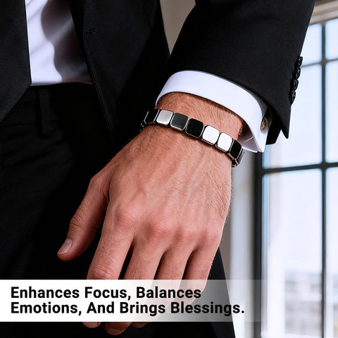 SHANGFEI Hematite Bracelet Men - Reignites Masculine Energy,Natural Hematite Stone Beaded Stretch Healing Bracelets,Natural Pure