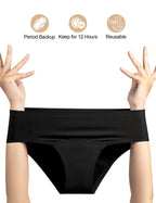 EcoPeriod Period Underwear for Women Heavy Flow Seamless LeakProof Menstrual Underwear No Show Period Panties(3 Pack, Black,S/M)