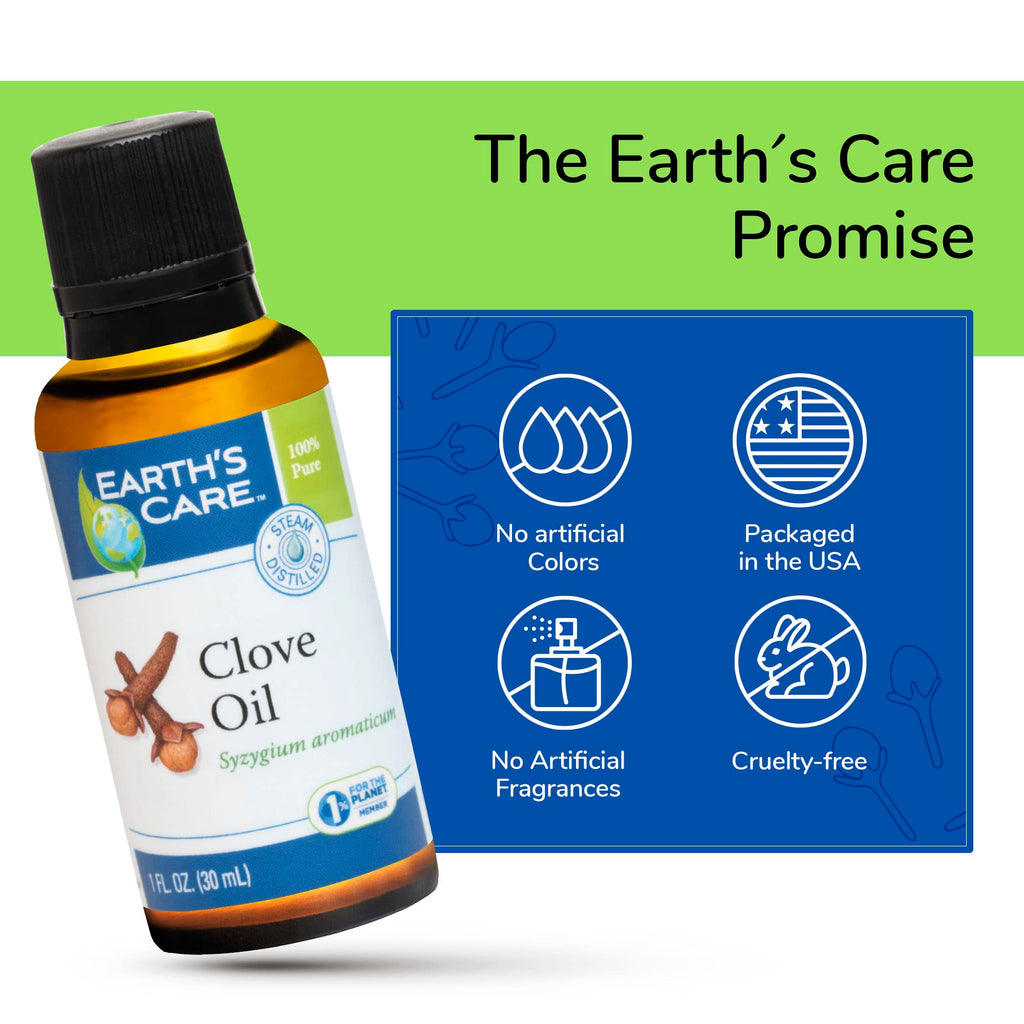 Earths Care Clove Oil - Essential Oil for Aromatherapy - 100% Pure Clove Oil - Steam Distilled - 1 Fl OZ