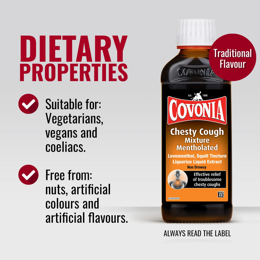 Covonia Chesty Cough Mixture Syrup - Mentholated 150ml