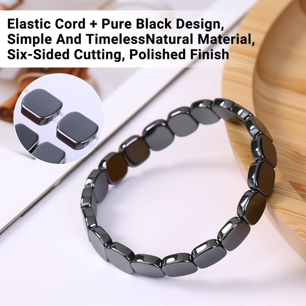 SHANGFEI Hematite Bracelet Men - Reignites Masculine Energy,Natural Hematite Stone Beaded Stretch Healing Bracelets,Natural Pure