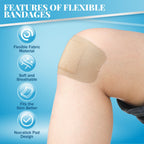 Geiserailie 20 Pcs Extra Large Flexible Adhesive Bandages 6x3 Fabric Bandages with Non-Stick Pad Latex Free Painless Removal for