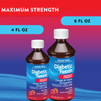 Diabetic Tussin DM Maximum Strength Cough and Chest Congestion Relief Liquid Cough Syrup, Safe for Diabetics, Berry Flavored, 4