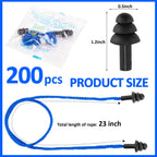 Xuhal 200 Pair Corded Ear Plugs Reusable Silicone Earplugs Individually Wrapped Hearing Protection Sleep Noise Cancelling for Wo