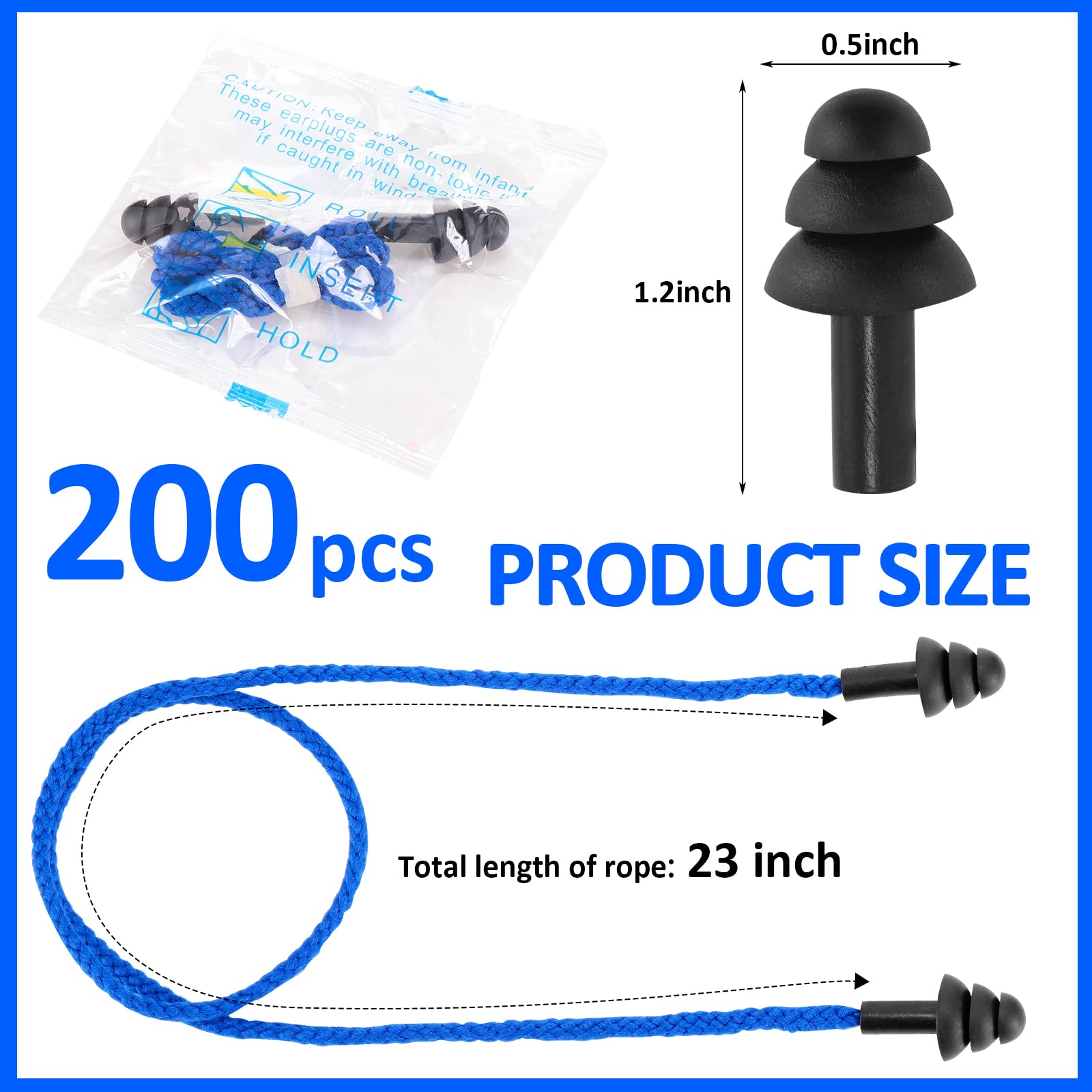 Xuhal 200 Pair Corded Ear Plugs Reusable Silicone Earplugs Individually Wrapped Hearing Protection Sleep Noise Cancelling for Wo
