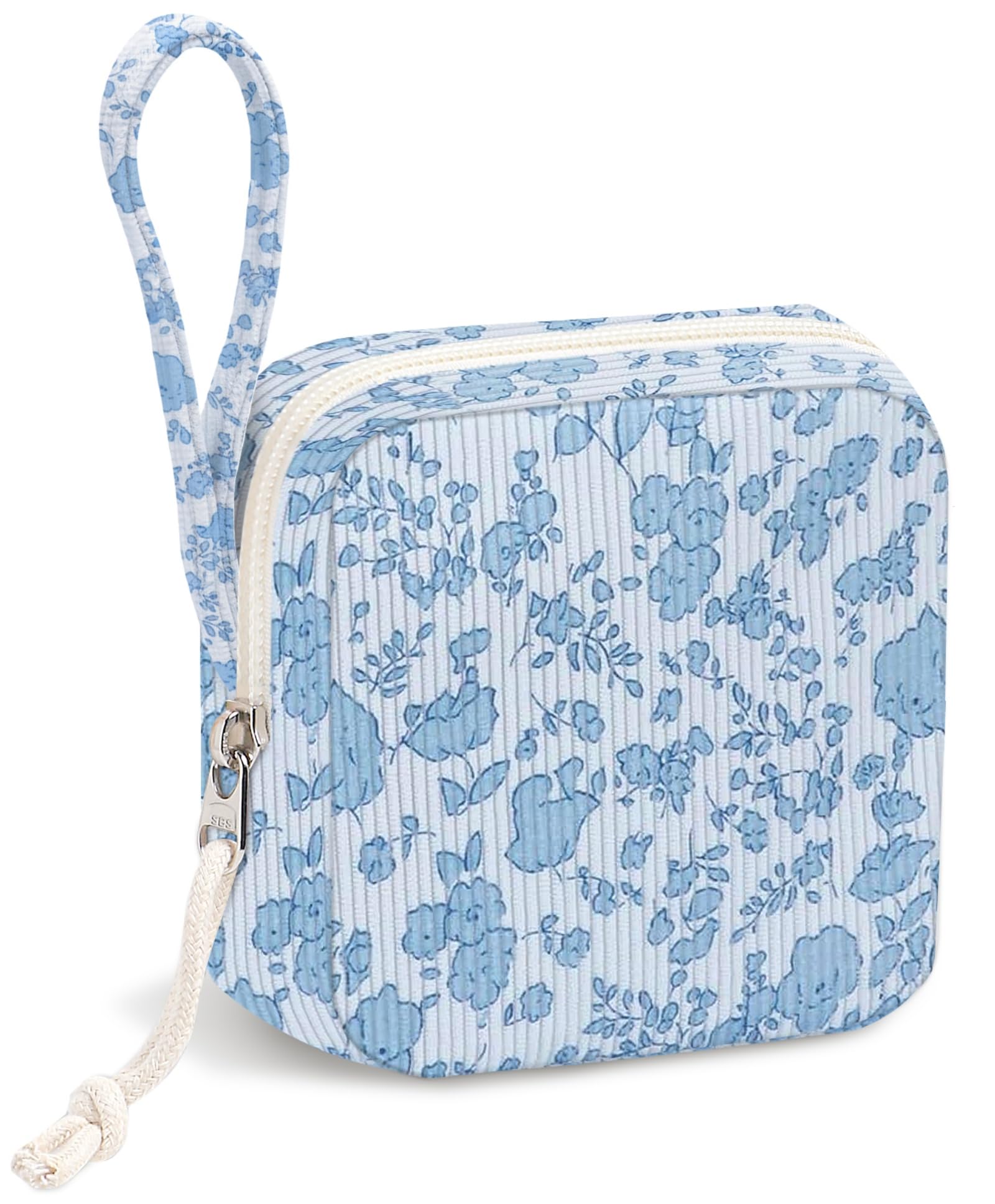 Chicarries Small Makeup Bag | Discreet Period Bag Pad Pouch for Purse| Sanitary Napkin Storage & Tampon Holder for Travel (Flowe