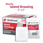 Dealmed Sterile Bordered Gauze Island Dressings - 400 Count, 2 x 3 Gauze Pads, Disposable, Latex-Free, Adhesive Borders with Non
