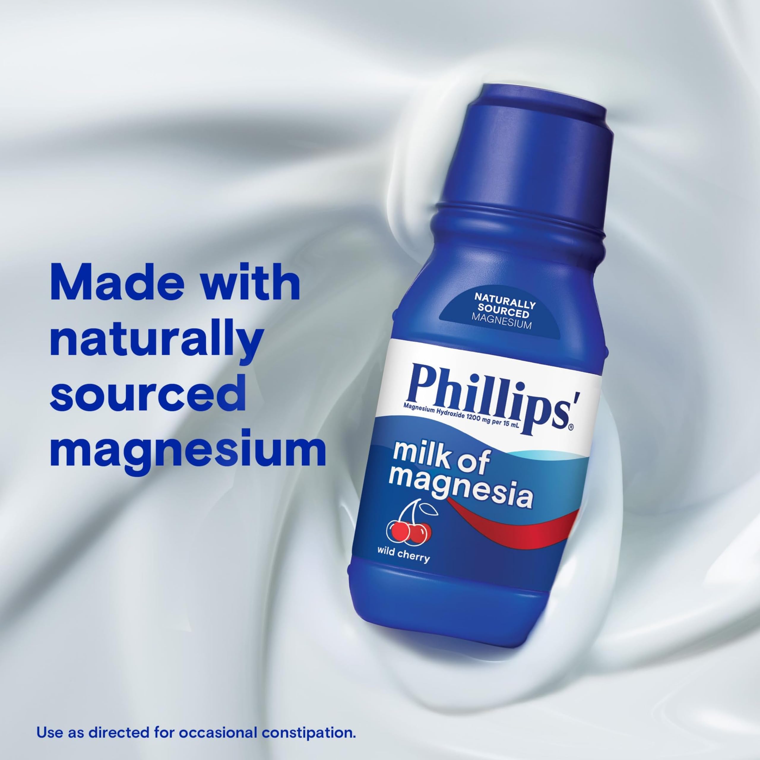 Phillips Milk of Magnesia Liquid Laxative, Wild Cherry Flavor, Stimulant Free, Cramp Free Relief of Occasional Constipation*, Ef