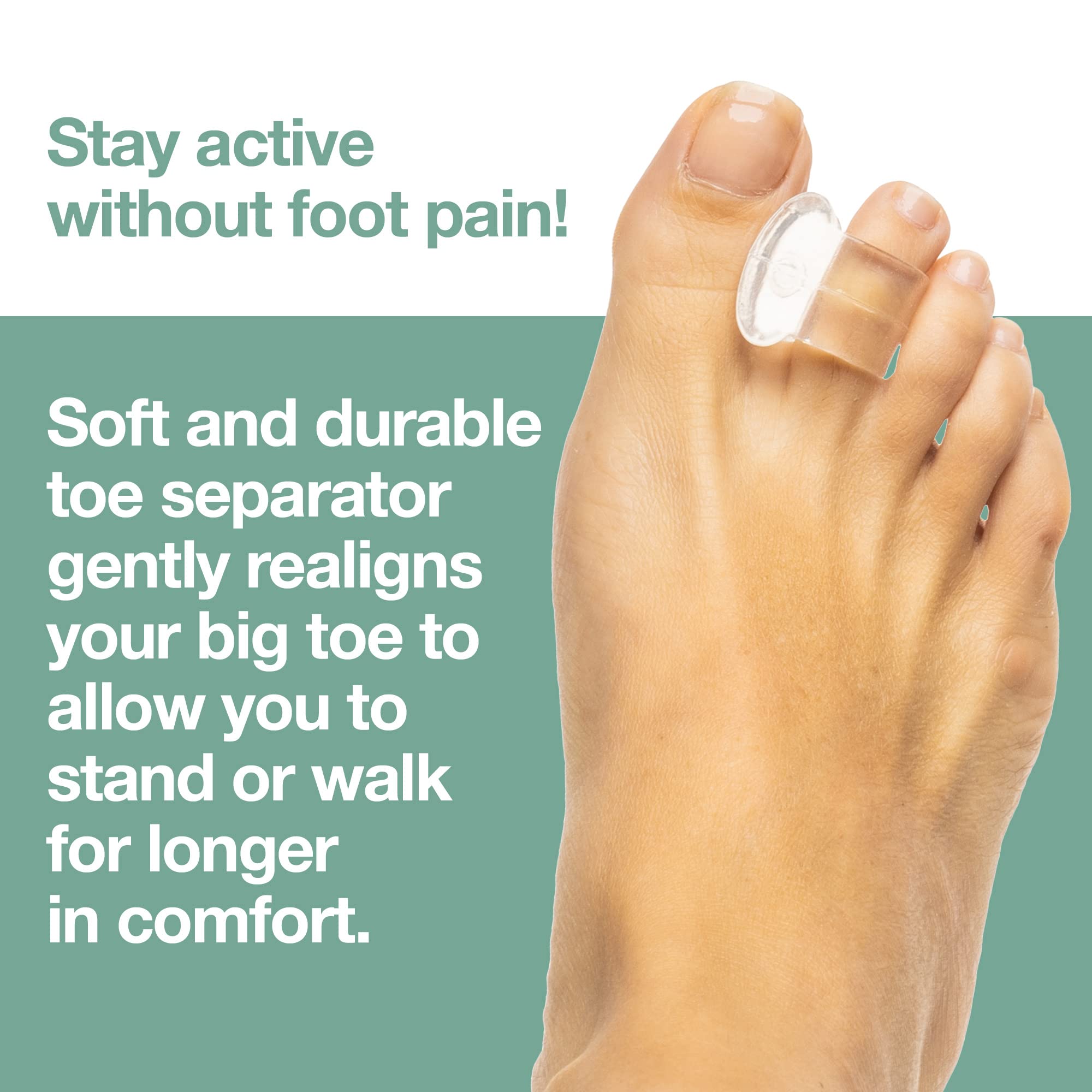 ZenToes Clear Gel Toe Separators for Bunions, Spreaders for Overlapping Toes and Drift Pain - 1 Pack of 4 (Clear)