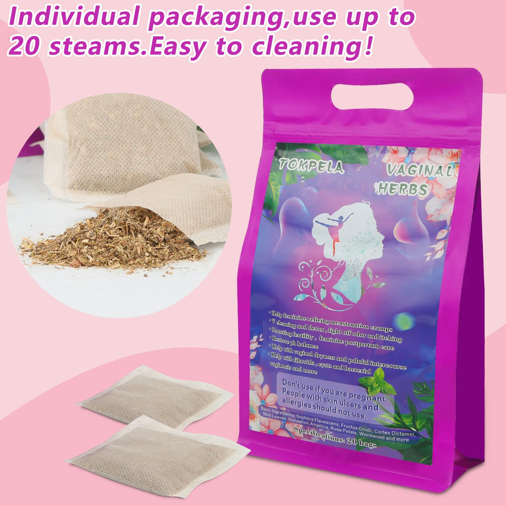 TOKPELA Yoni Herbs for Cleansing and Tightening,100% Organic V Steaming Herbs(Filter Bag Packaging), Yoni Kit, V Steam Herbs Ton