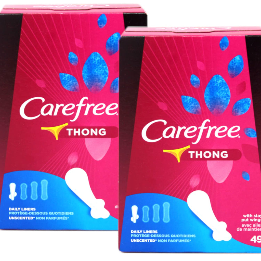 Carefree Thong Pantiliners, Unscented, 49 Count (Pack of 2)