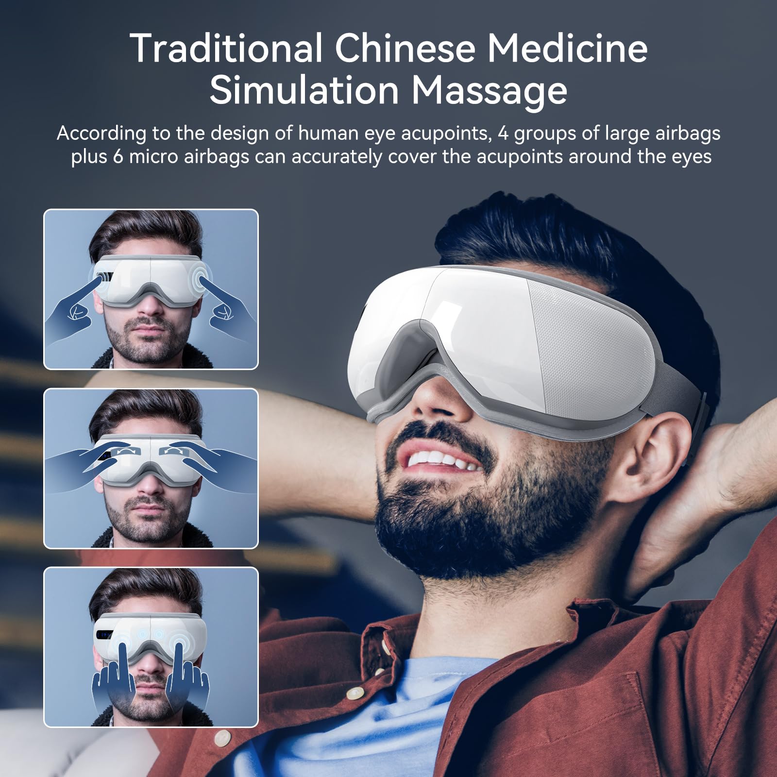 prabensei Eye Massager, Rechargeable Eye Mask with Compression & Music, Electric Sleep Mask for Relieve Puffy, Dark Circles, Eye
