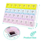 Large Weekly Pill Organizer 4 Times A Day, Medicine Cases,Moisture-Proof 7 Day Pill Box, Travel Pill Cases Portable for Pills Vi