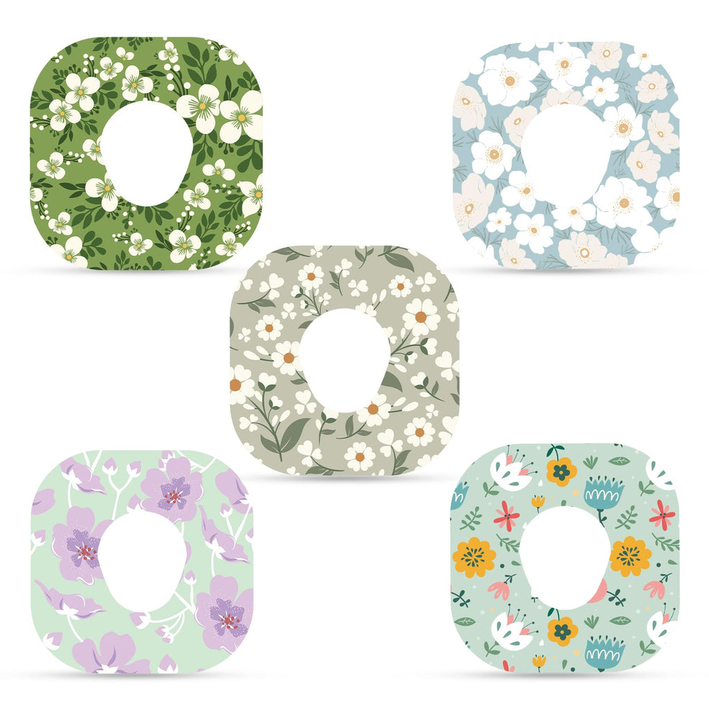 25pcs Adhesive Patches for Dexcom G7, Spring Flowers Print Glucose Overpatches CGM Sensor Cover Waterproof Breathable Monitor Ov