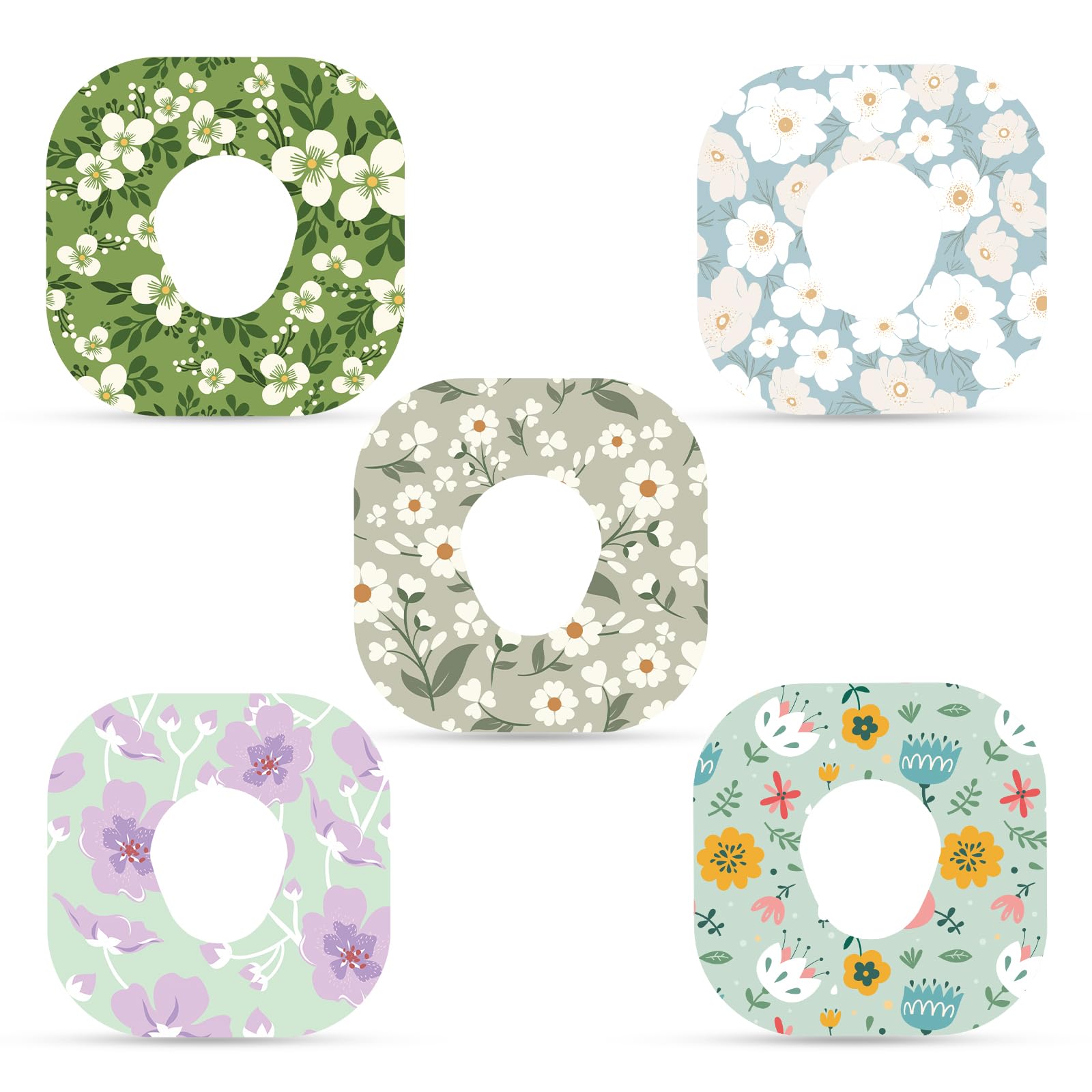 25pcs Adhesive Patches for Dexcom G7, Spring Flowers Print Glucose Overpatches CGM Sensor Cover Waterproof Breathable Monitor Ov