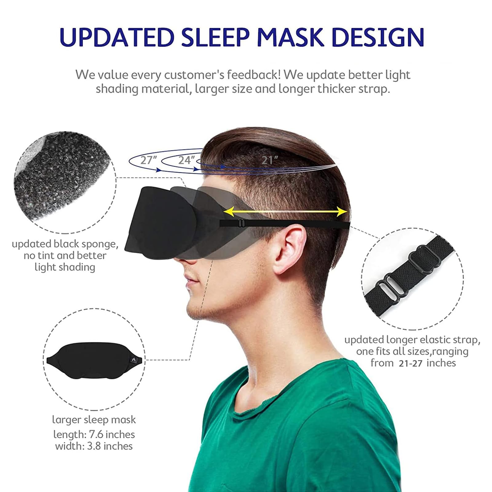 Mavogel Cotton Sleep Mask - Updated Design Light Blocking Sleep Eye Mask, Soft and Comfortable Night Sleeping Mask for Men Women