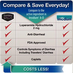 berkley jensen Anti-Diarrheal Medicine - Loperamide Hydrochloride 2 mg Diarrhea Relief Caplets - Control Symptoms of Diarrhea In