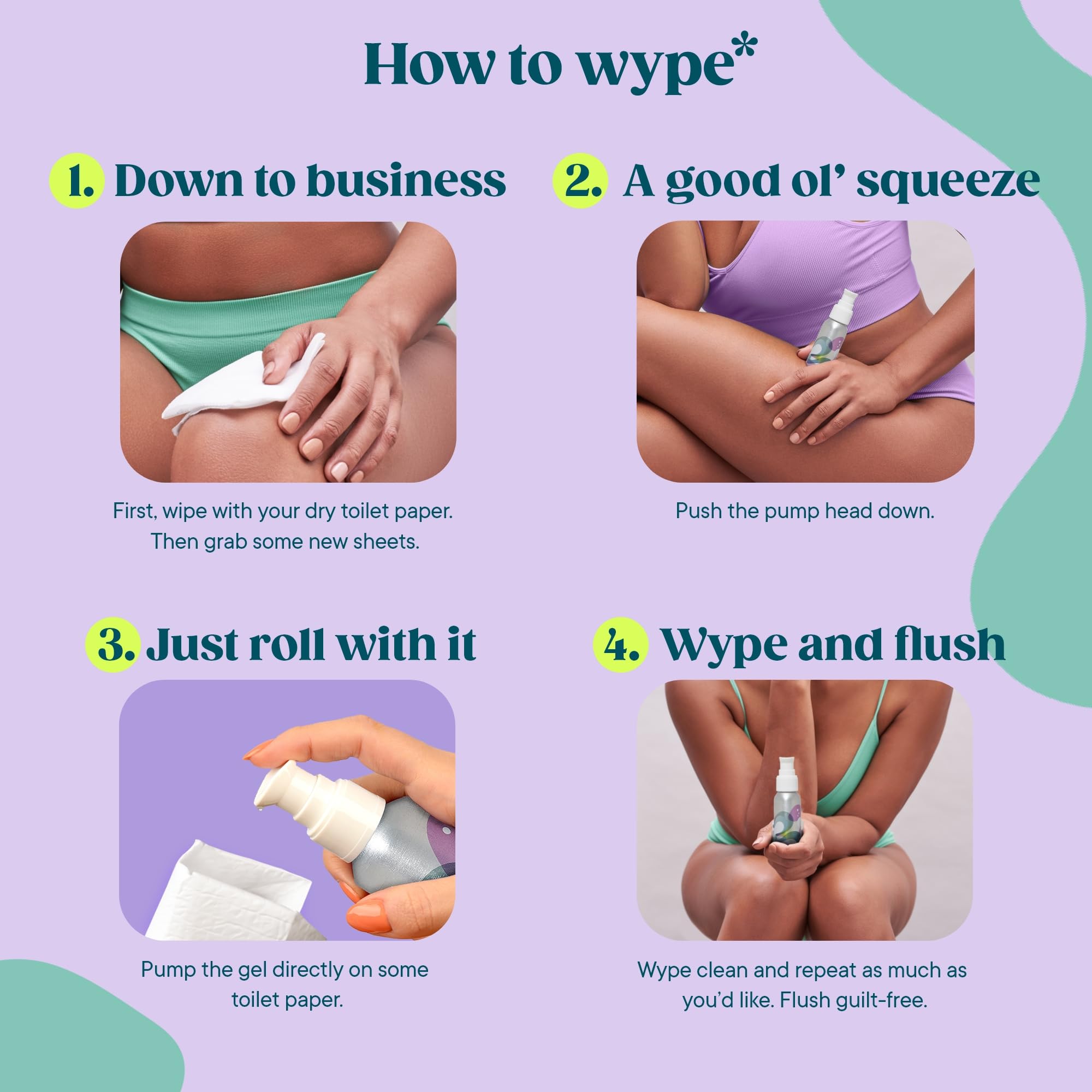Wype | Viva La V | Toilet Paper Gel | Flushable Feminine Wipes Alternative | Feminine pH Balanced, Rose & Geranium Scented | Equ