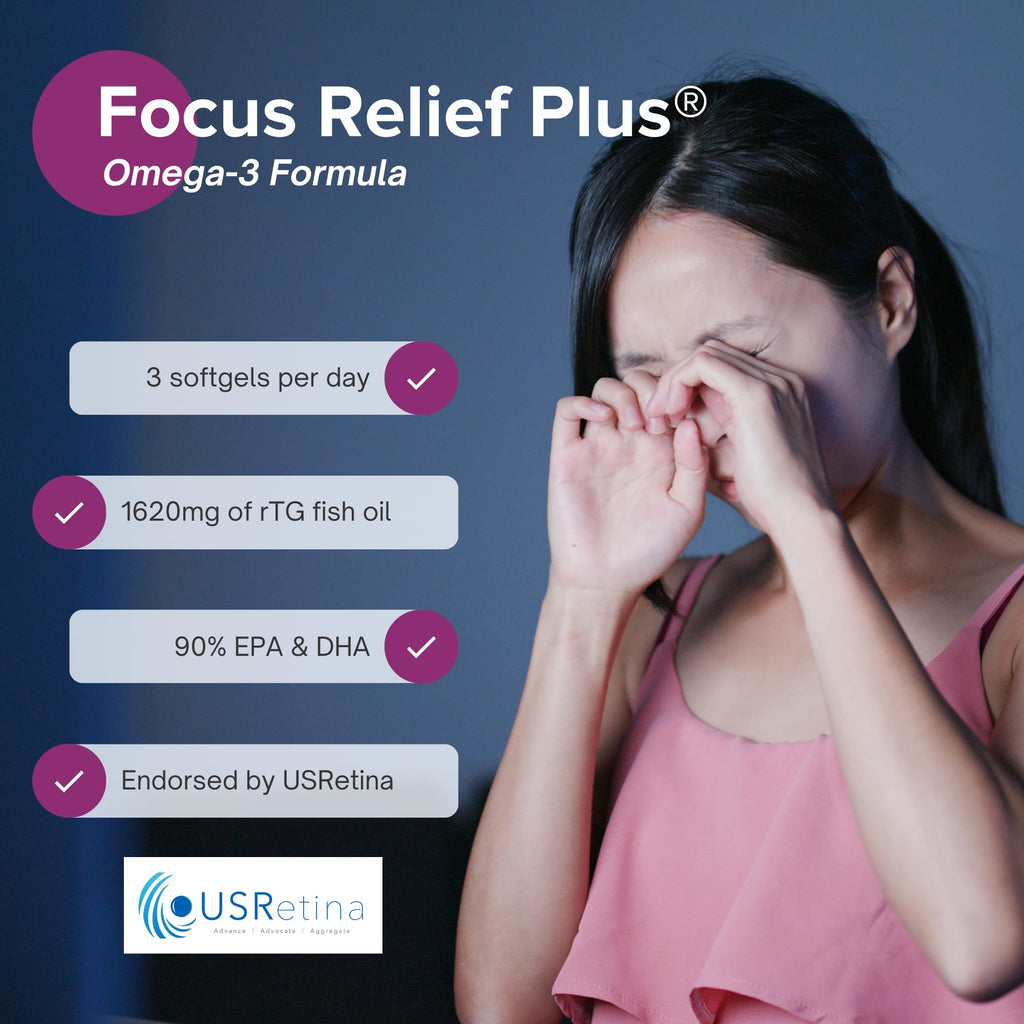 Focus Relief Plus Dry Eye Formula (90 ct. 30 Day Supply) Dry Eye Omega 3 Supplement - Dry Eye Relief Supplement -Omega 3 Fish Oi