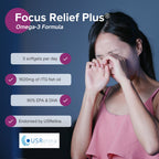 Focus Relief Plus Dry Eye Formula (90 ct. 30 Day Supply) Dry Eye Omega 3 Supplement - Dry Eye Relief Supplement -Omega 3 Fish Oi