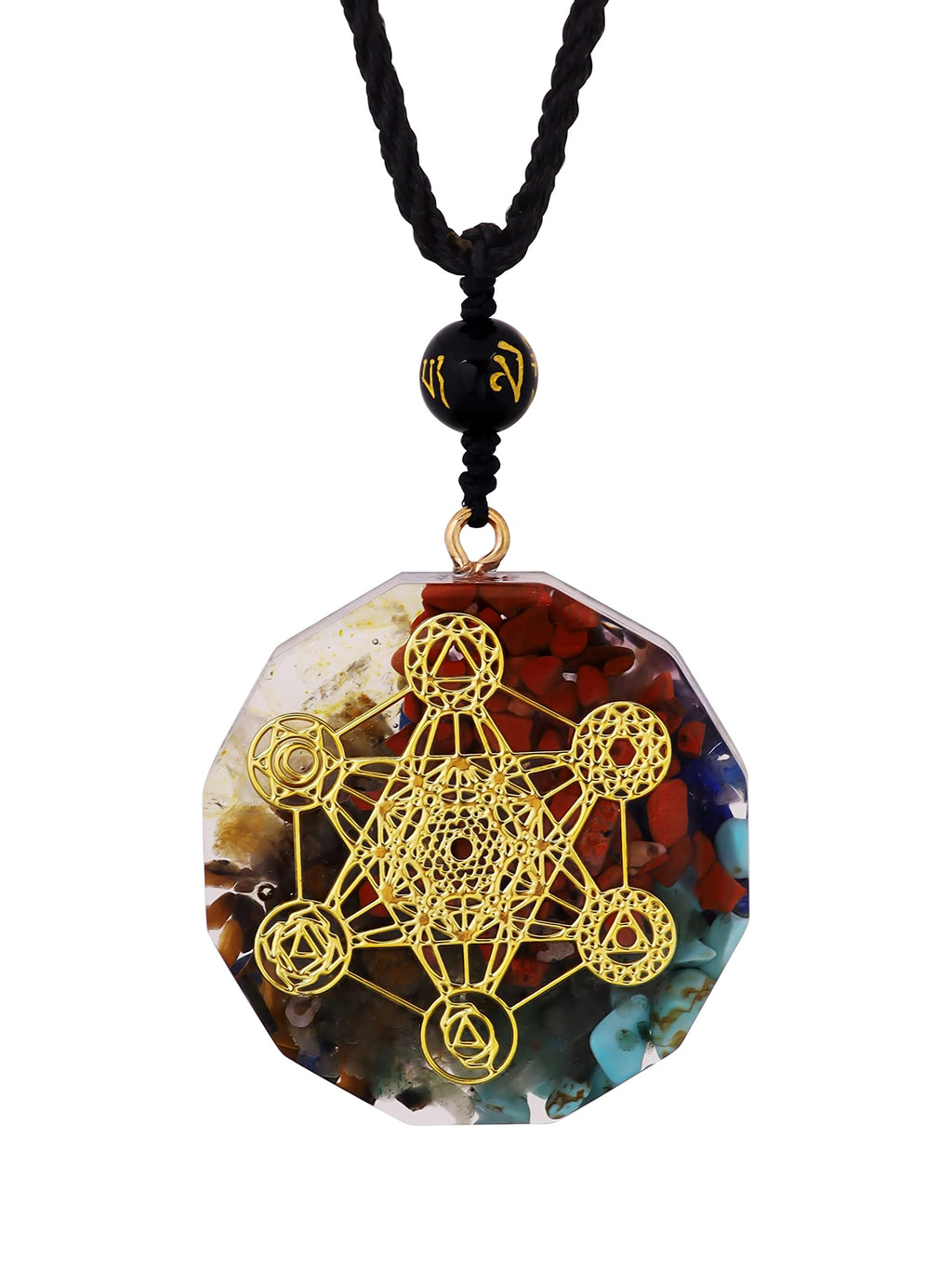 MINACHI Orgone Necklace, 7 Chakra Orgonite Metatron Cube Sacred Geometry Pendant for Spiritual Healing and Positive Energy Medit