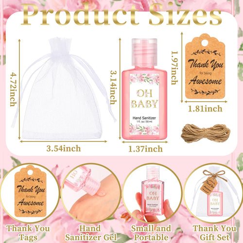 Frienda 24 Sets Baby Shower Hand Sanitizer Gift Set Travel Size Hand Sanitizers Gift Bulk Mini Sanitizer for Wedding Thank You G
