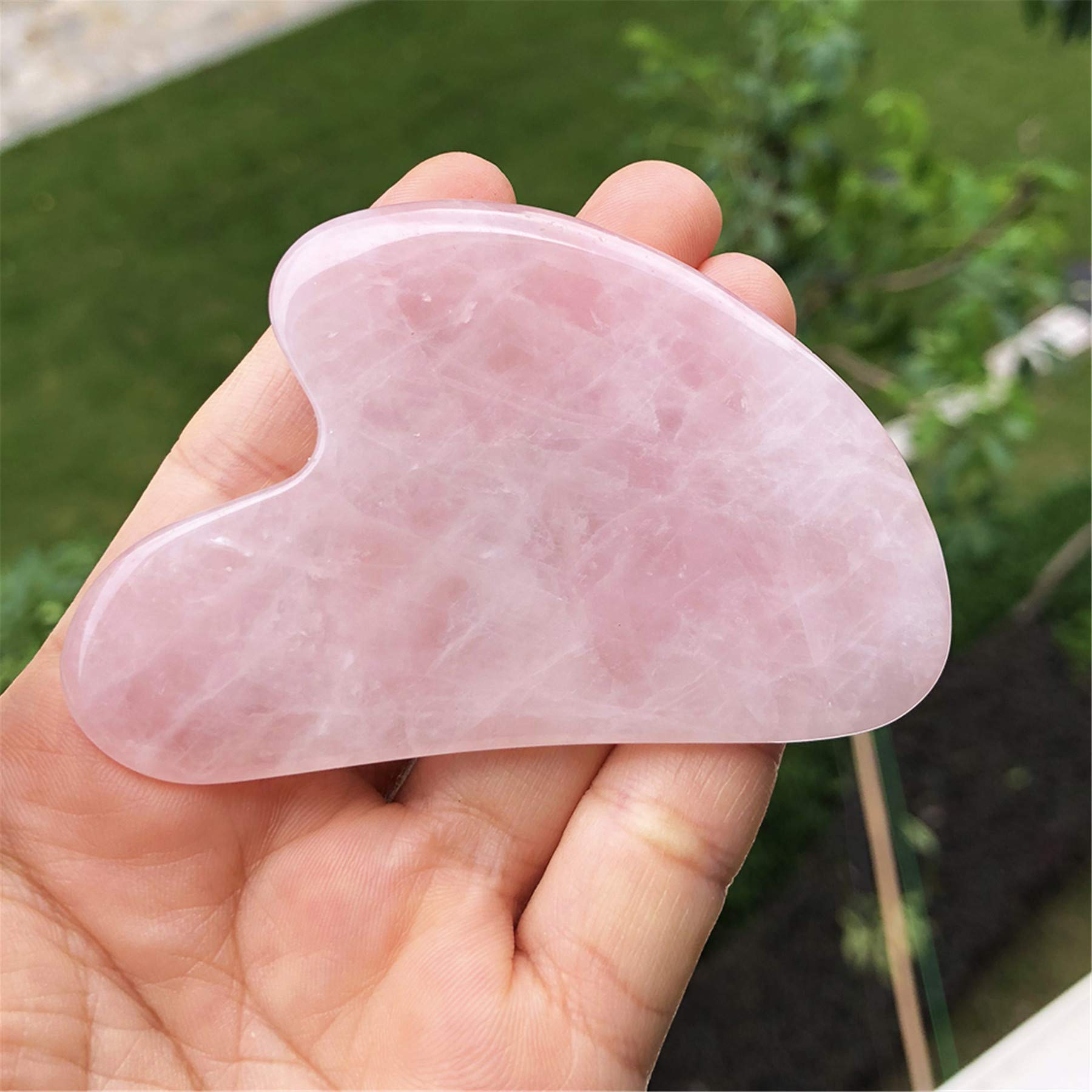 Mndrlin Natural Rose Quartz Crystal Jade Gua Sha Scraping Facial Massage Tool, Stone Scraping Scraper Board for SPA Reduce Fine