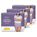 Amazon Basics Incontinence Underwear for Women, Protective, Disposable, Postpartum, Maximum Absorbency, Large, Lavender, 54 Coun