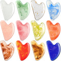 Sherr 12 Pcs Gua Sha Facial Tools Resin Heart Shaped Massage Guasha Tool for Face Guasha Board for Face Body Skin Massage Spa Ac
