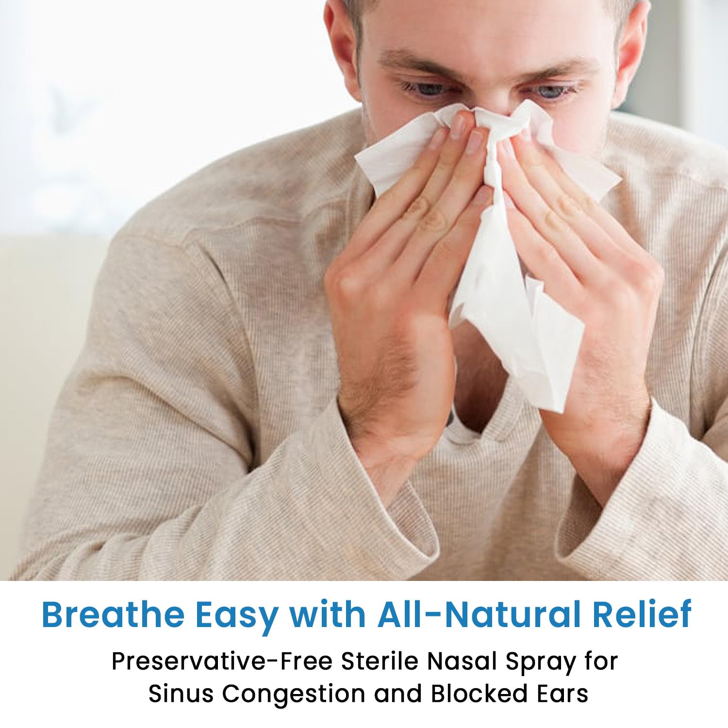 Pressureze Nasal Spray - All Natural Preservative-Free Sterile - Fast Relief Nasal Spray - for Sinus Allergies Congestion Blocke
