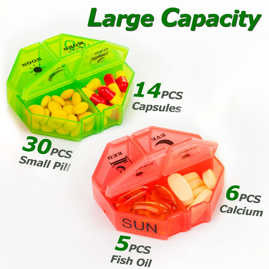 Weekly Pill Organizer 4 Times a Day, Large Pill Box 7 Day Daily Pill Case with 28 Extra Large Compartments Portable Travel Pill