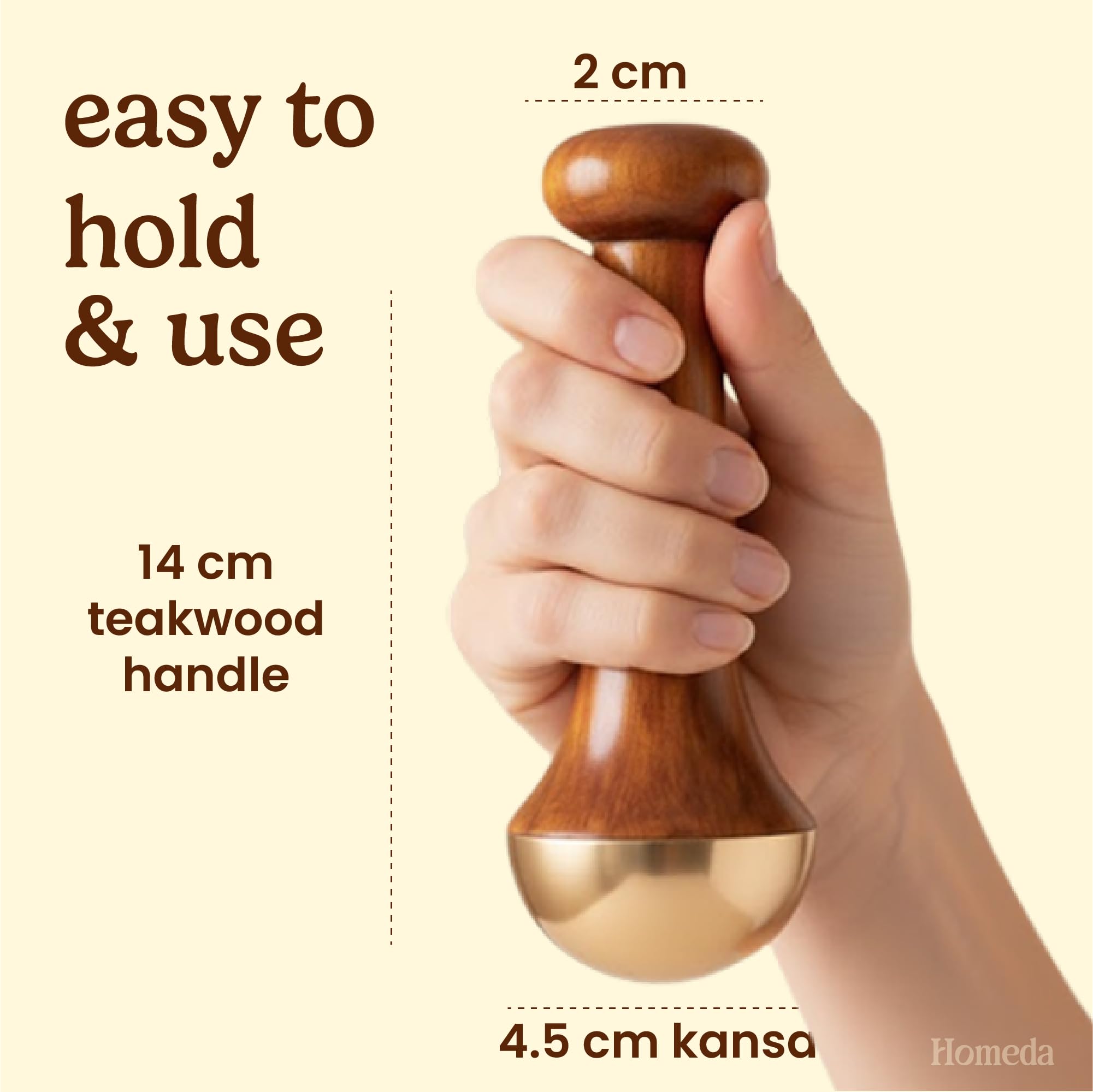 Homeda Kansa Wand Ayurveda Foot Massager - Indian Skincare Tool - SWA Kansa Wand for Feet & Face Relazation, Wellness & Detox -