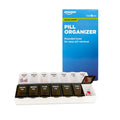 Amazon Basic Care (7-Day) AM/PM Pill Organizer, Vitamin Case, And Medicine Box, Large Compartments, 2 Times a Day, Black and Cle