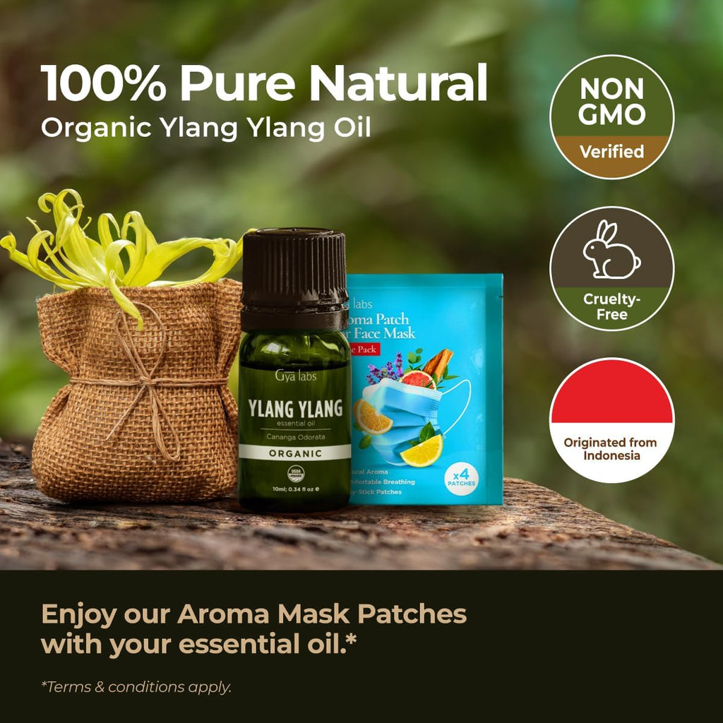 Gya Labs USDA Certified Organic Ylang-Ylang Essential Oil for Skin - 100% Pure Natural Organic Ylang Ylang Oil Perfume for Diffu